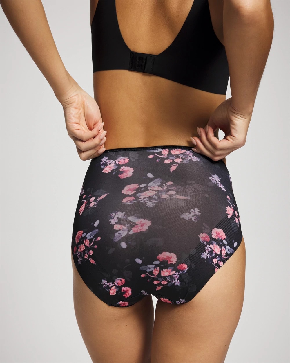 FLORAL DREAMS BLACK MINI Tummy Modern Brief Panty