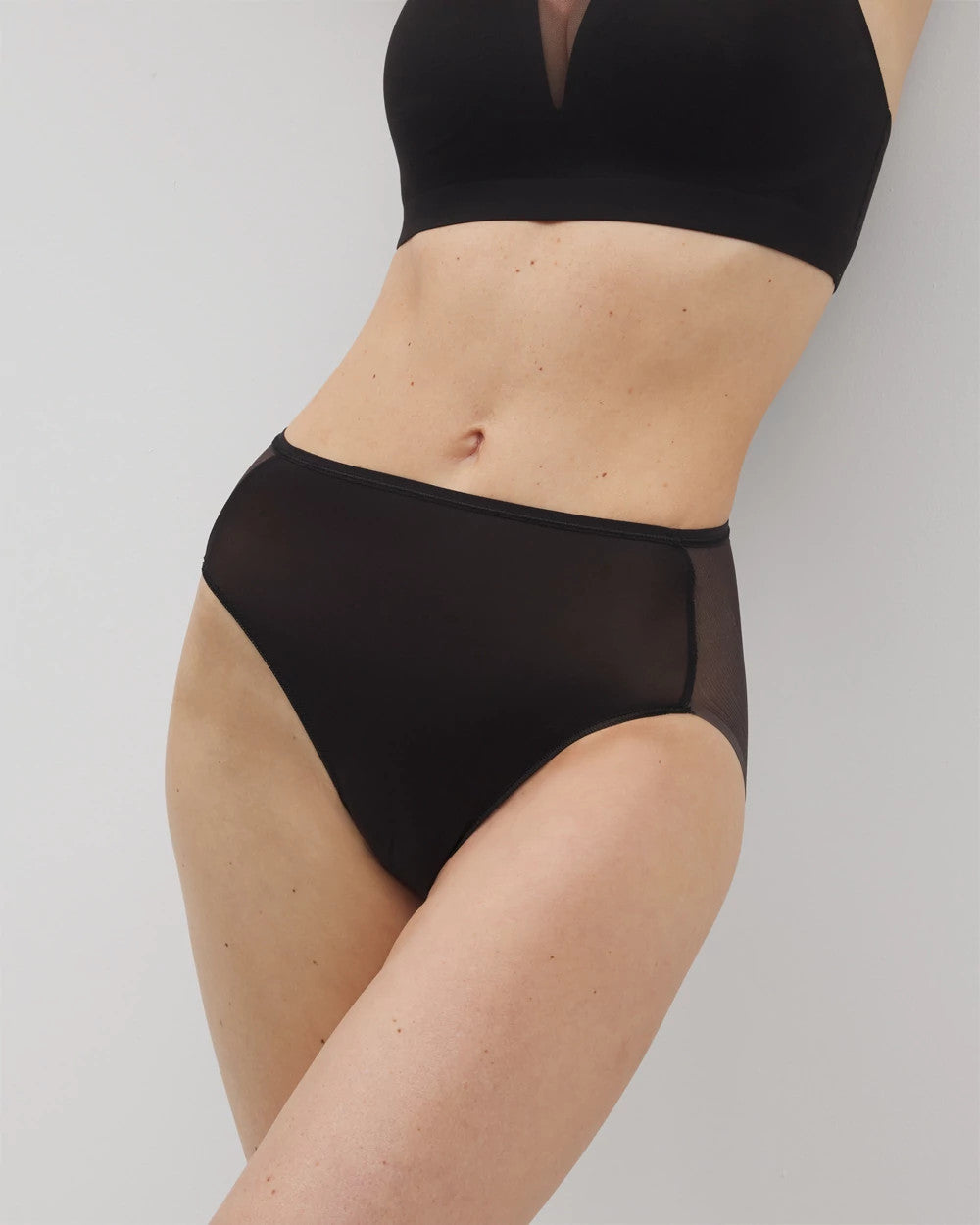 BLACK Mesh Back High-Leg Panty