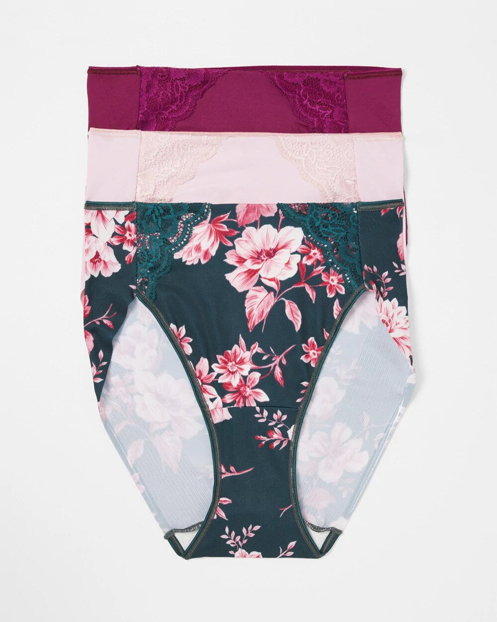 COTTAGE FLORAL MULTI PACK High-Leg Brief Panty with Lace 3 Pack