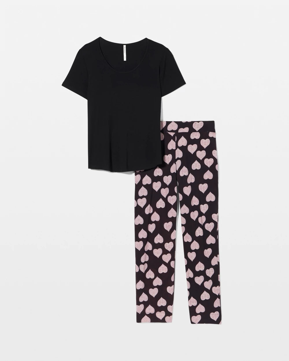 MANDALA HEARTS BLACK Short Sleeve + Pant Pajama Set