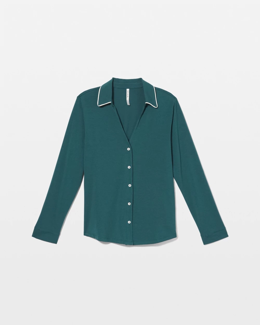 DEEP TEAL Long-Sleeve Notch Collar Pajama Top