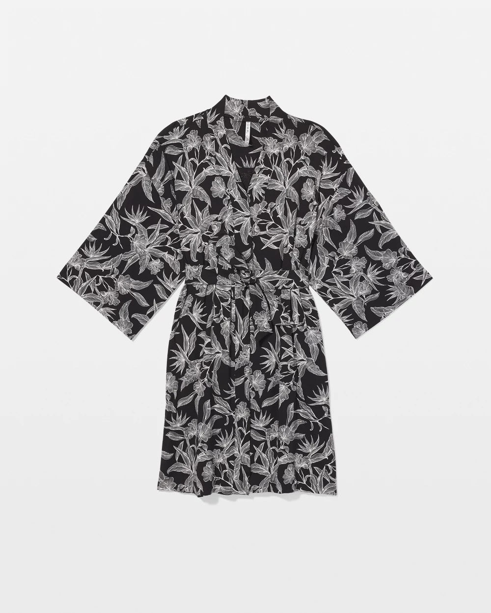 PLUMERIA BLOOMS BLK CH Short Robe