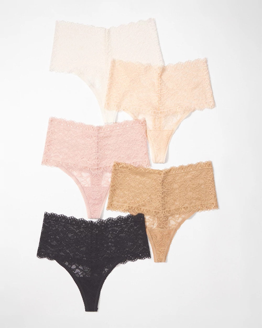 BASIC MULTI PACK High-Waist Thong Panty with Enchanting Lace 5 Pack