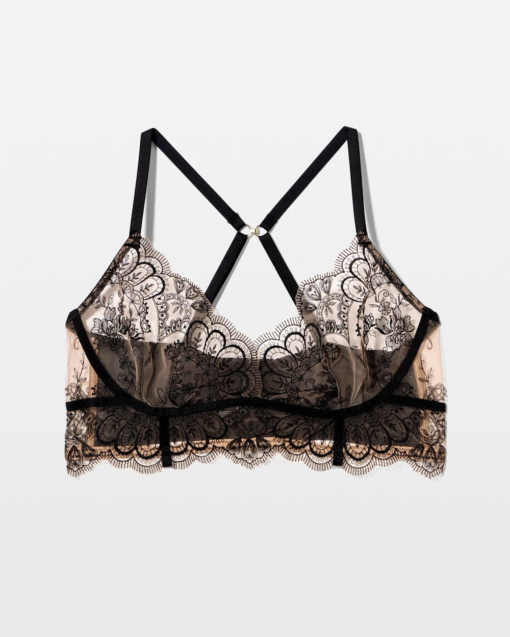 BLACK Tattoo Lace Embroidered Bralette