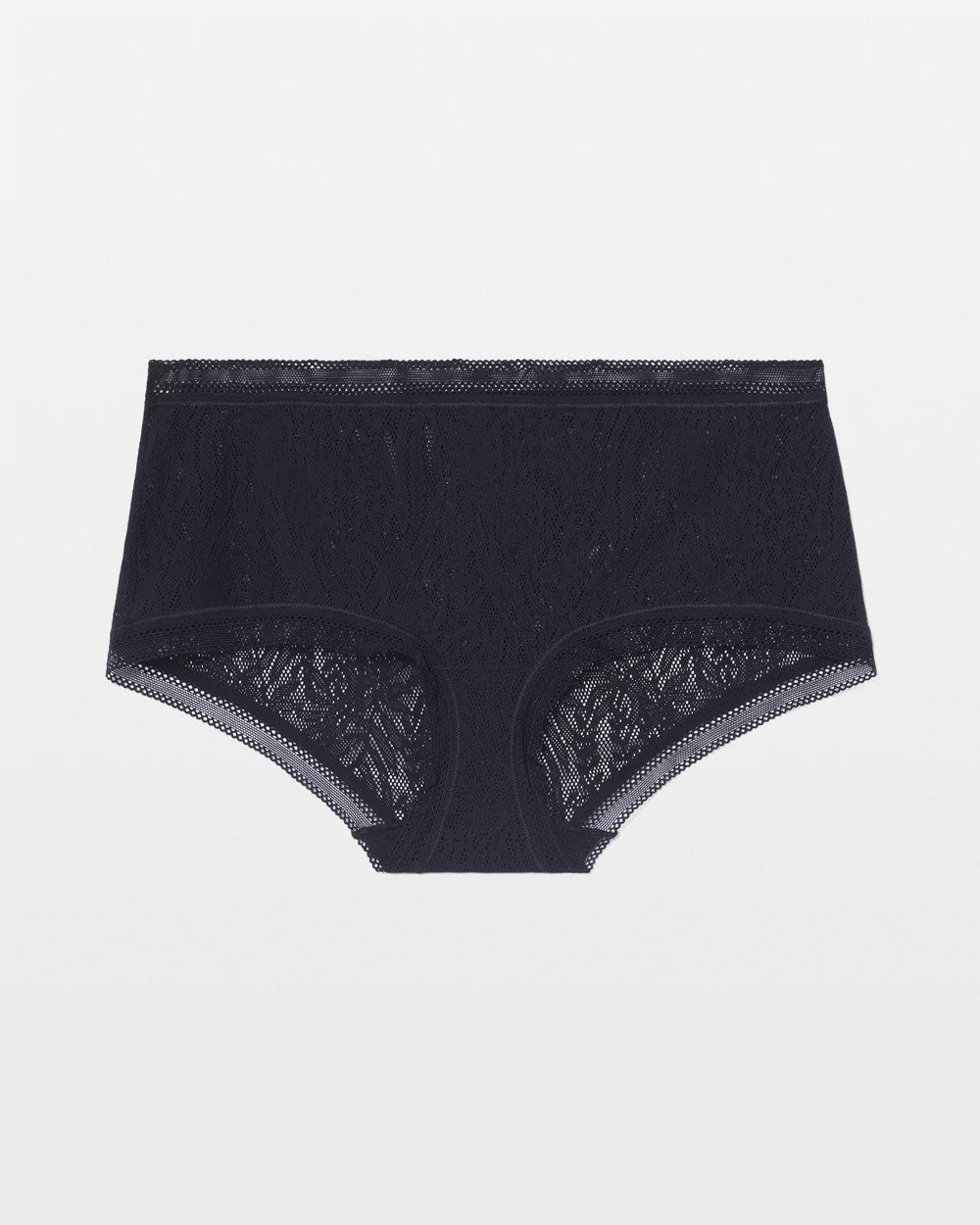 BLACK Soma Boyshort Panty with Stretch Lace