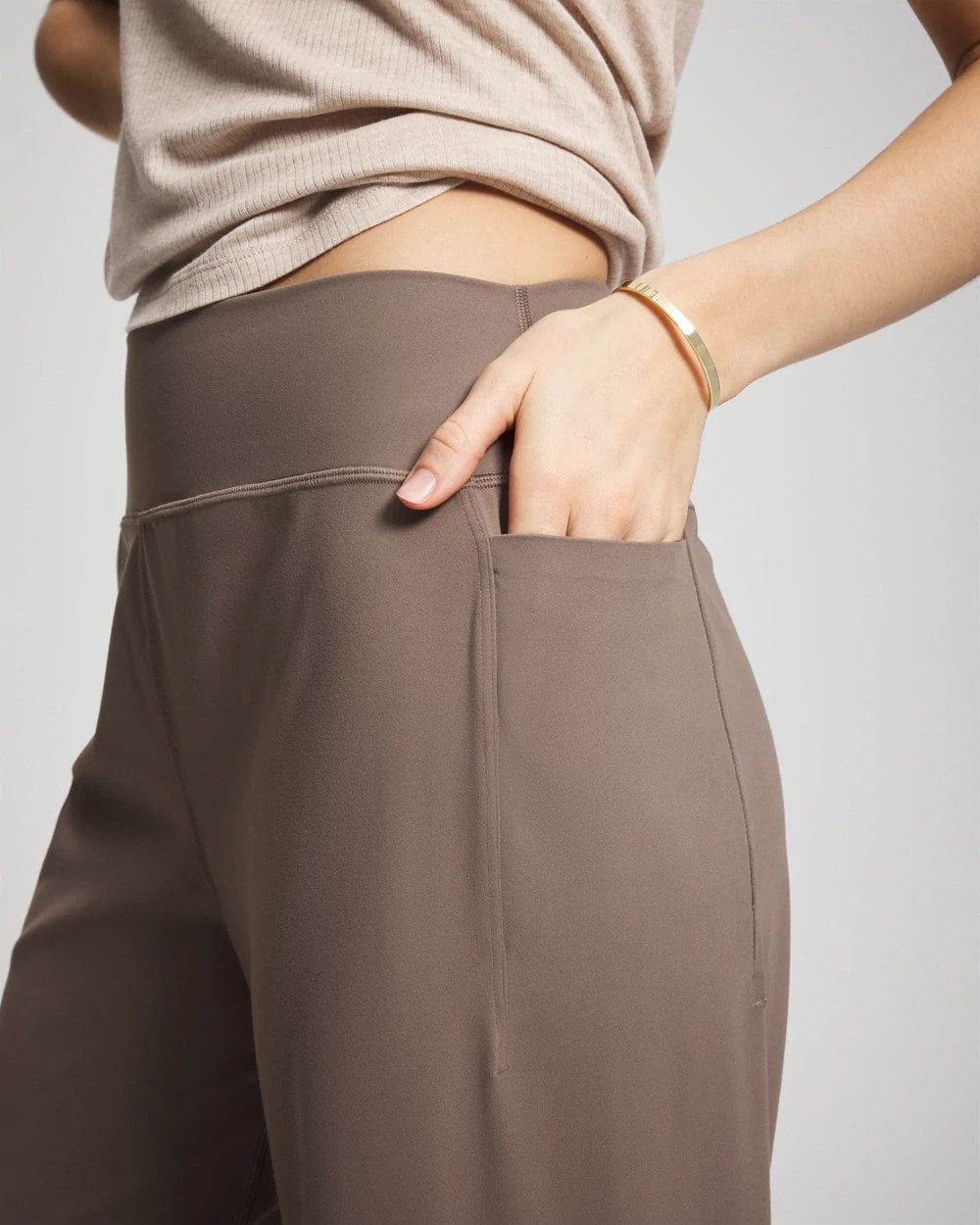 DARK TAUPE High-Waist Wide-Leg Pants