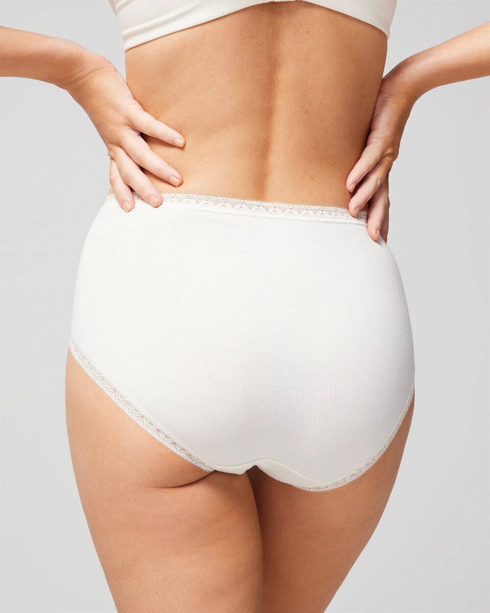 IVORY Cotton Brief Panty with Lace Trim