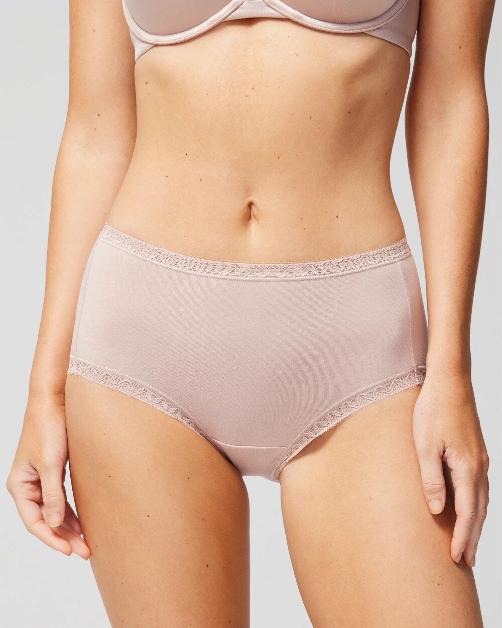 ADOBE ROSE Cotton Brief Panty with Lace Trim