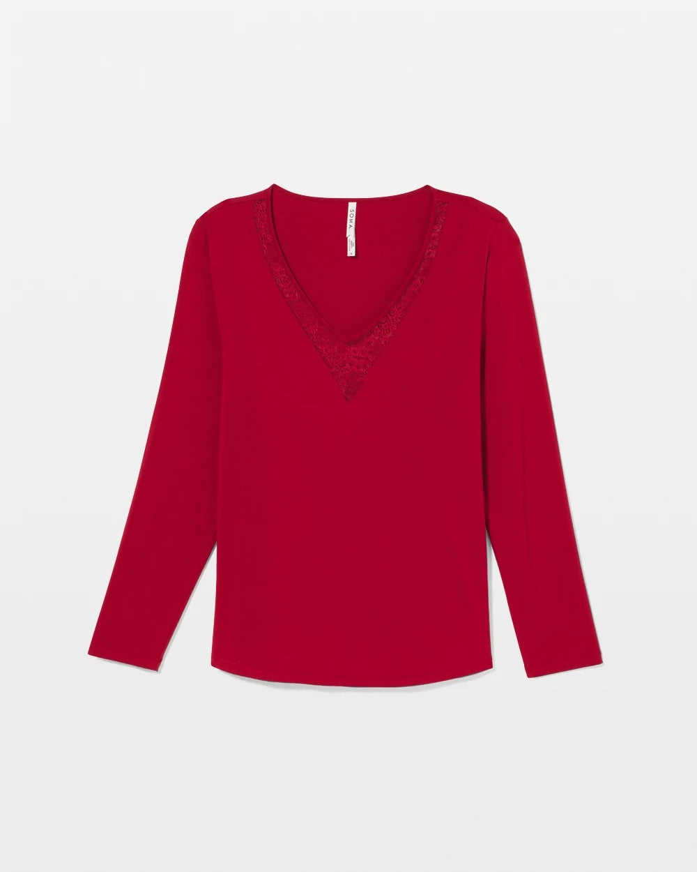 PAINT THE TOWN RED Lace Long Sleeve Pajama Top