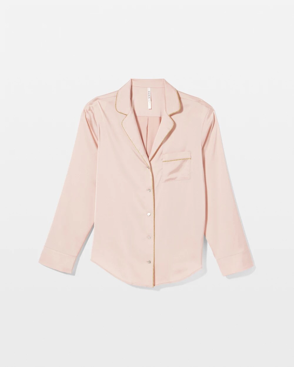 CAMEO ROSE Long Sleeve Notch Collar Pajama Top