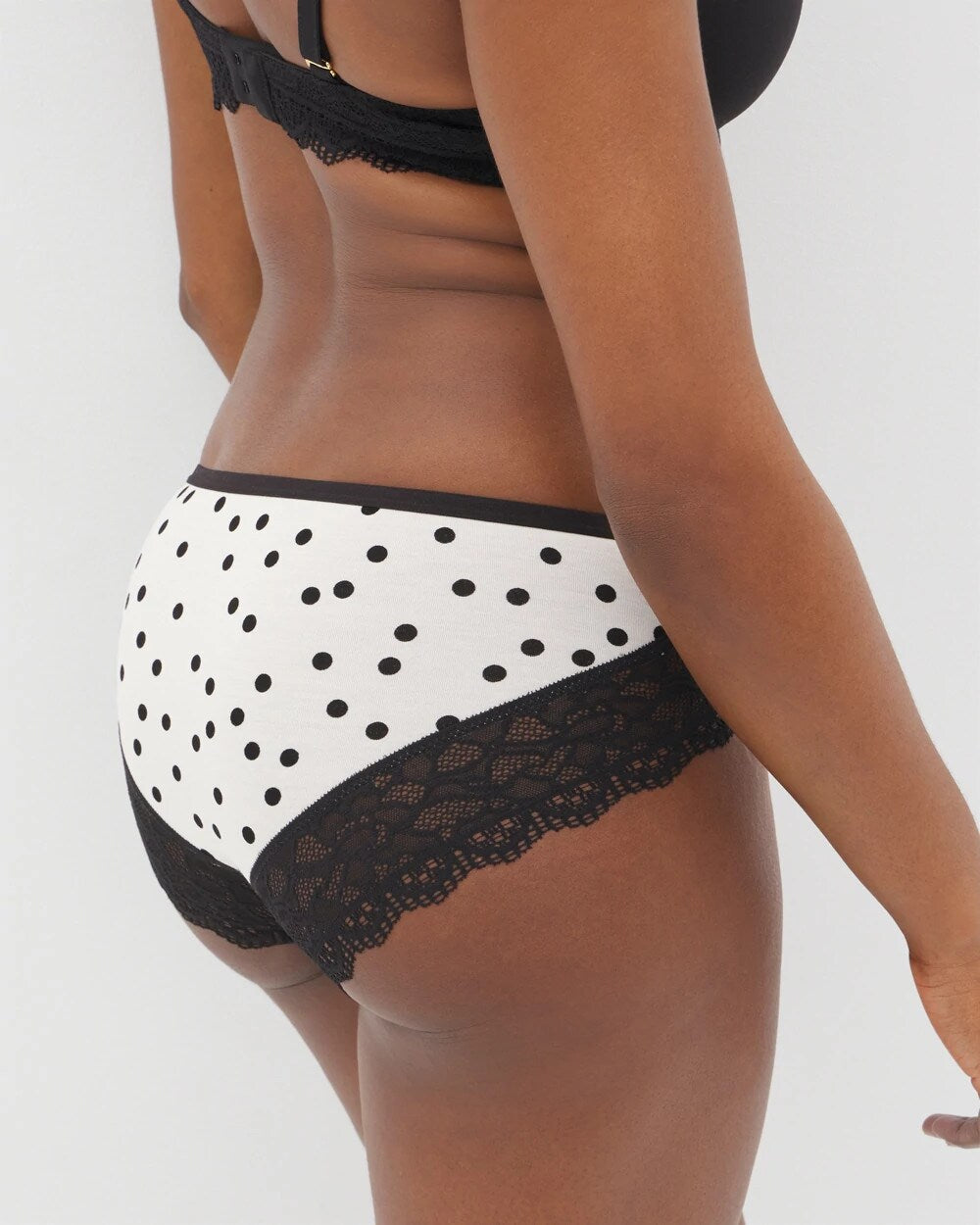 MERRY DOT CHAMPAGNE BLACK Hipster Panty with Enchanting Lace