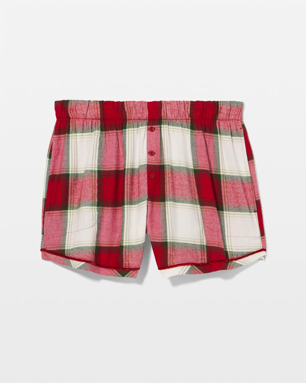WINTER PLAID RED Velvet Piped Boxer Pajama Short