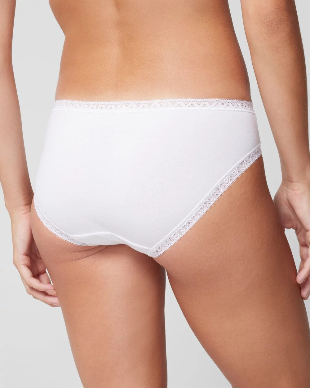 OPTIC WHITE Cotton Hipster Panty with Lace Trim