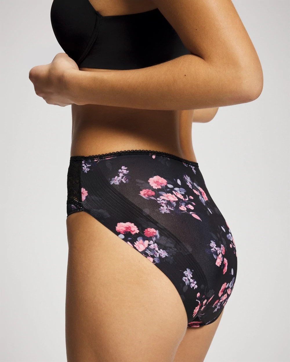 FLORAL DREAMS BLACK MINI Edge High-Leg Panty with Lace