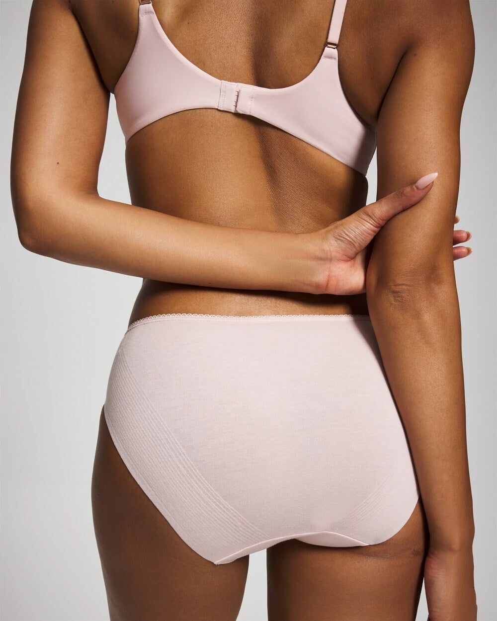 PRETTY PINK Cotton Blend High-Leg Panty with Lace