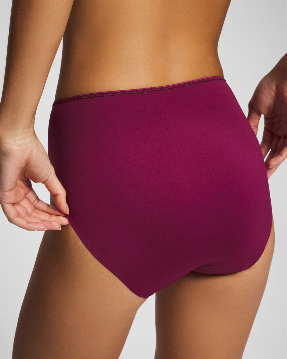 POMEGRANATE WINE Tummy High-Leg Brief Panty with Lace