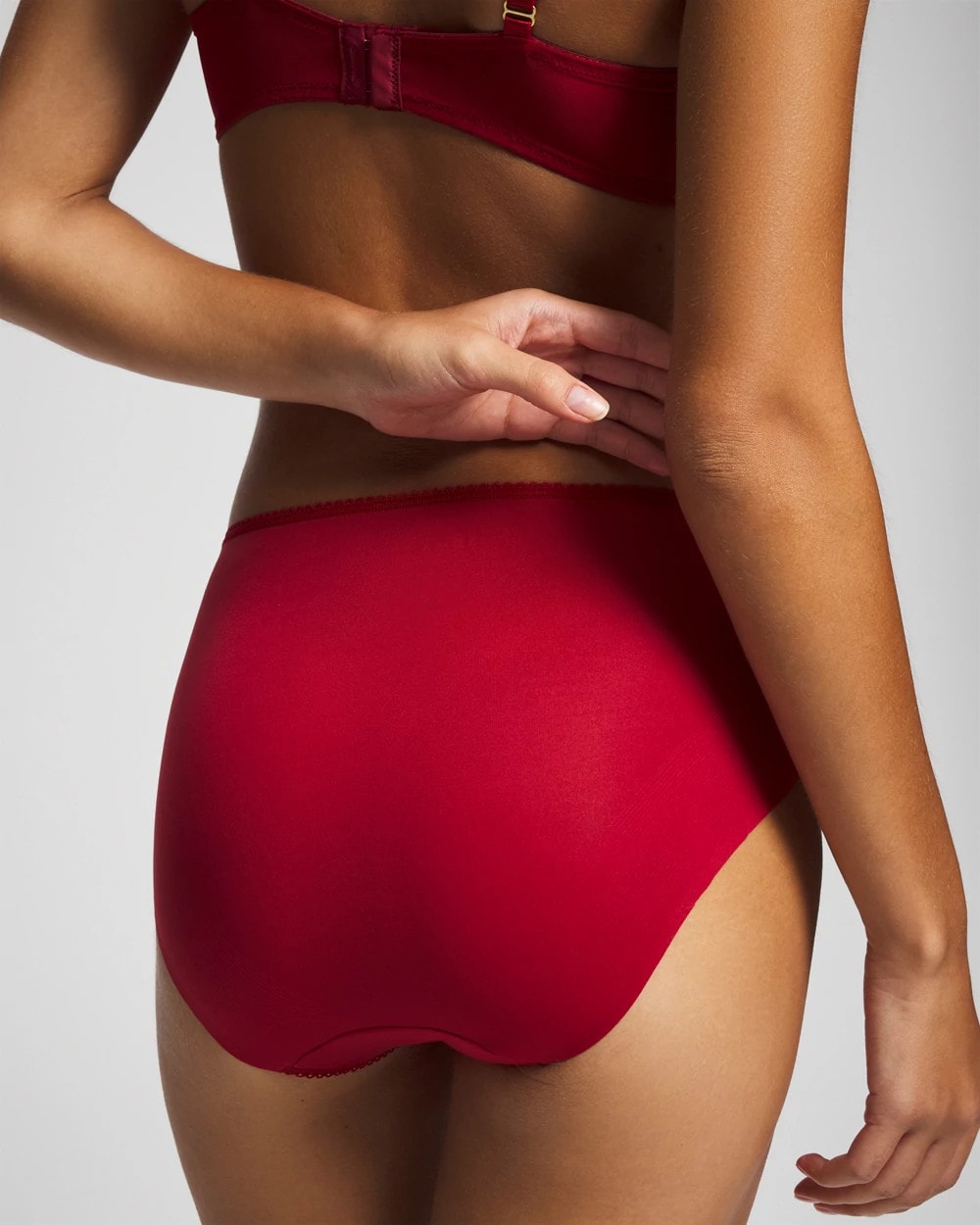 RED VELVET TONAL W/ LUREX High-Leg Brief Panty with Sensuous Lace