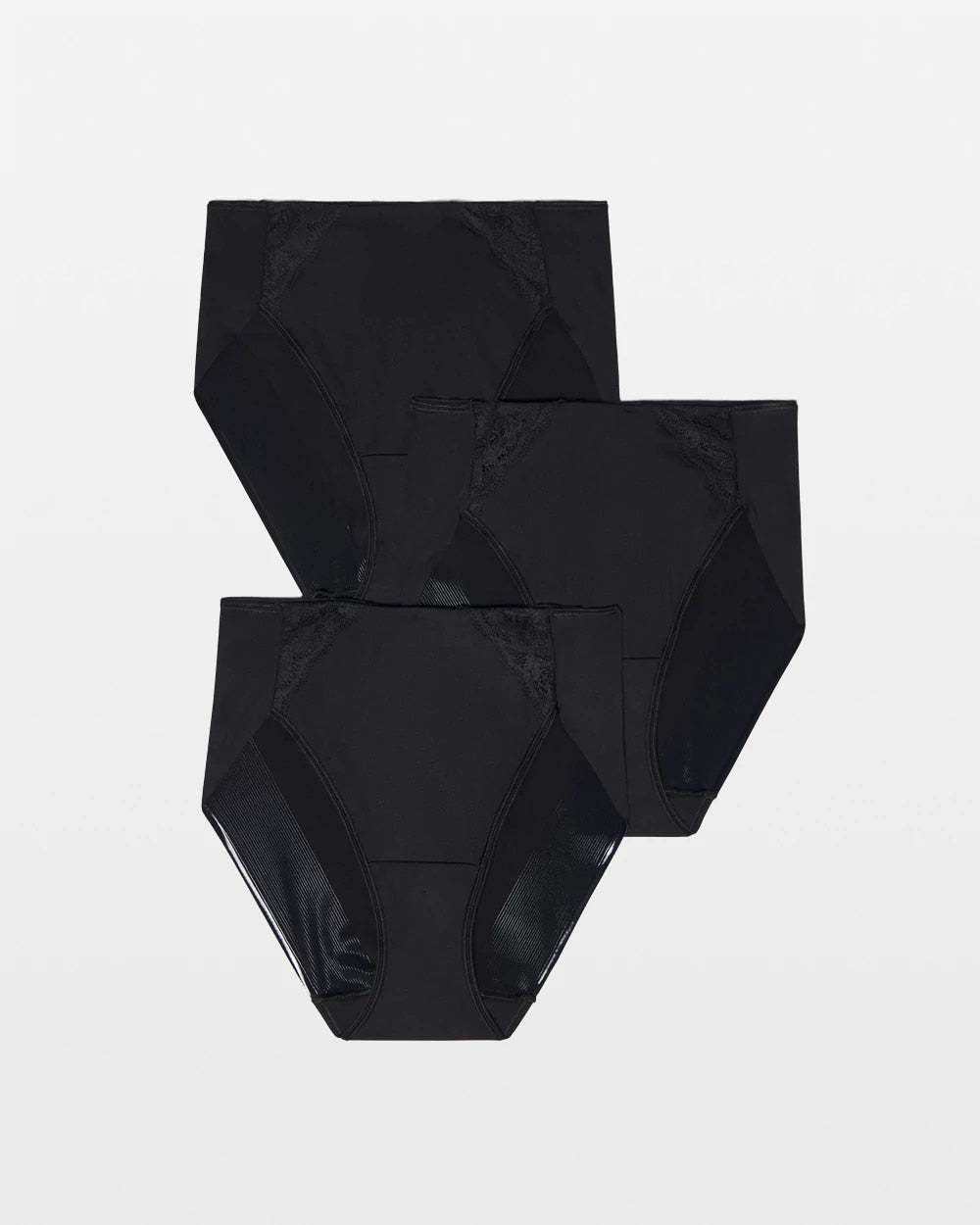 BLACK MULTI PACK High-Leg Brief Panty with Lace 3 Pack