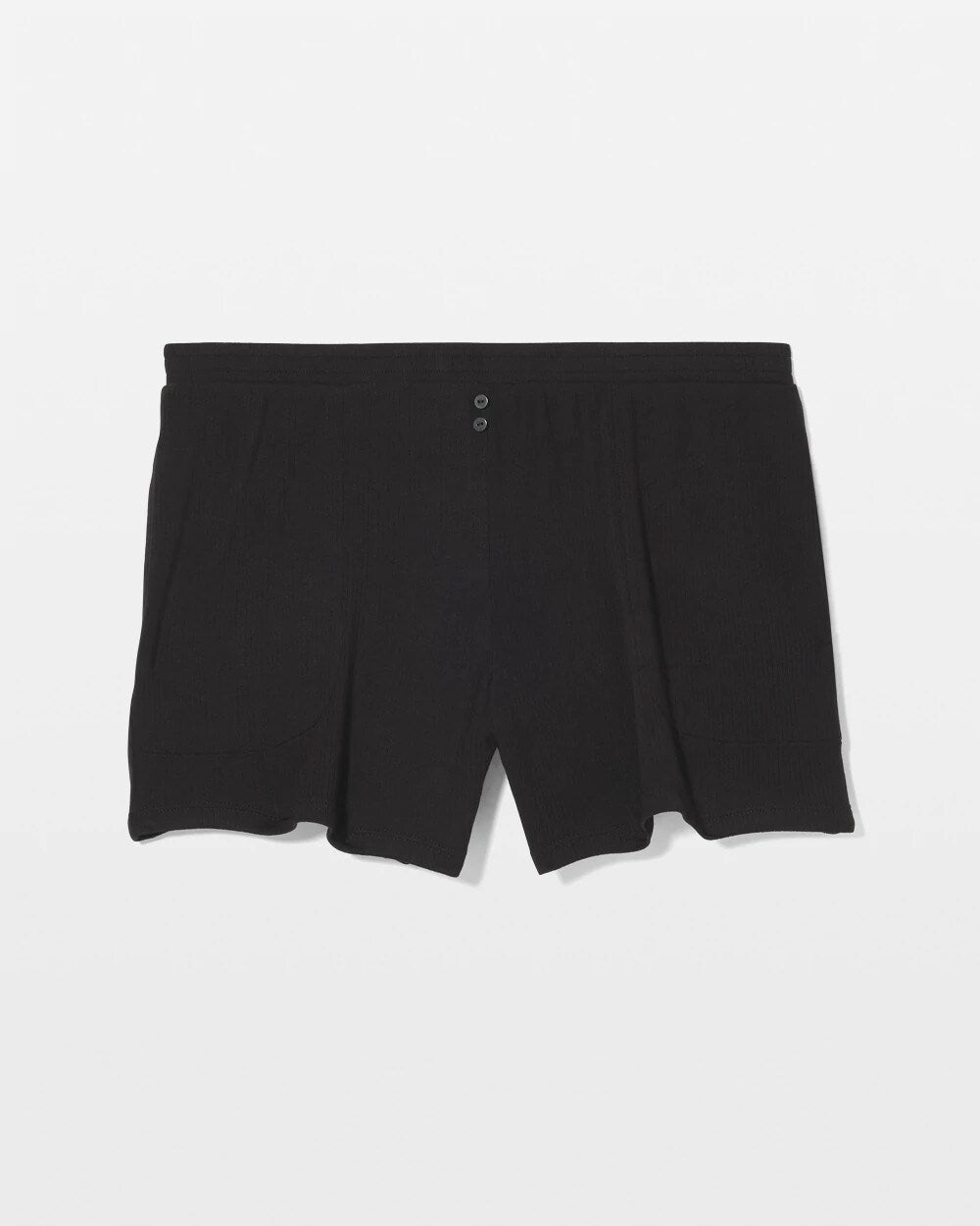 BLACK Lightweight Rib Knit Pajama Shorts