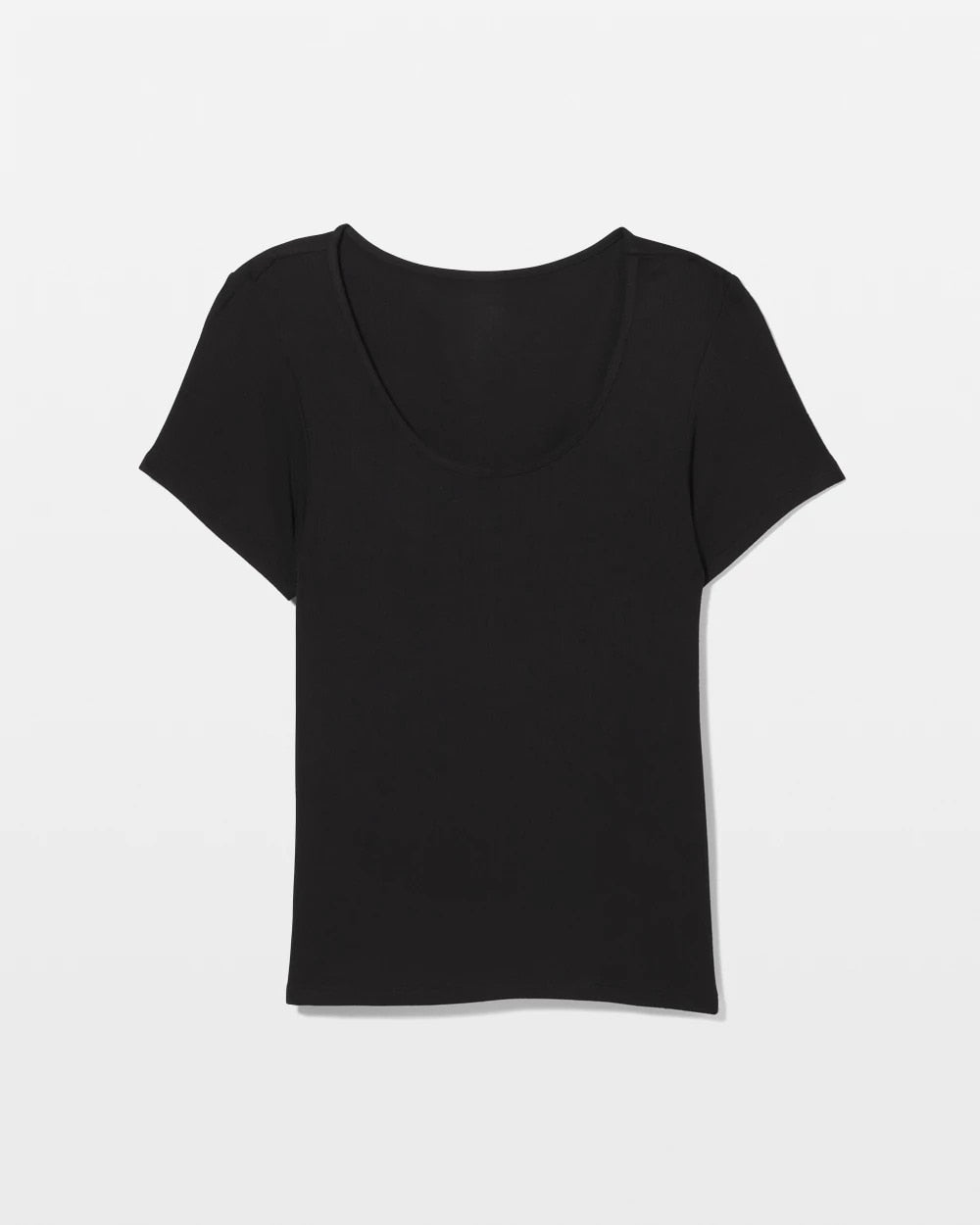 BLACK Lightweight Rib Knit Short Sleeve Pajama Tee
