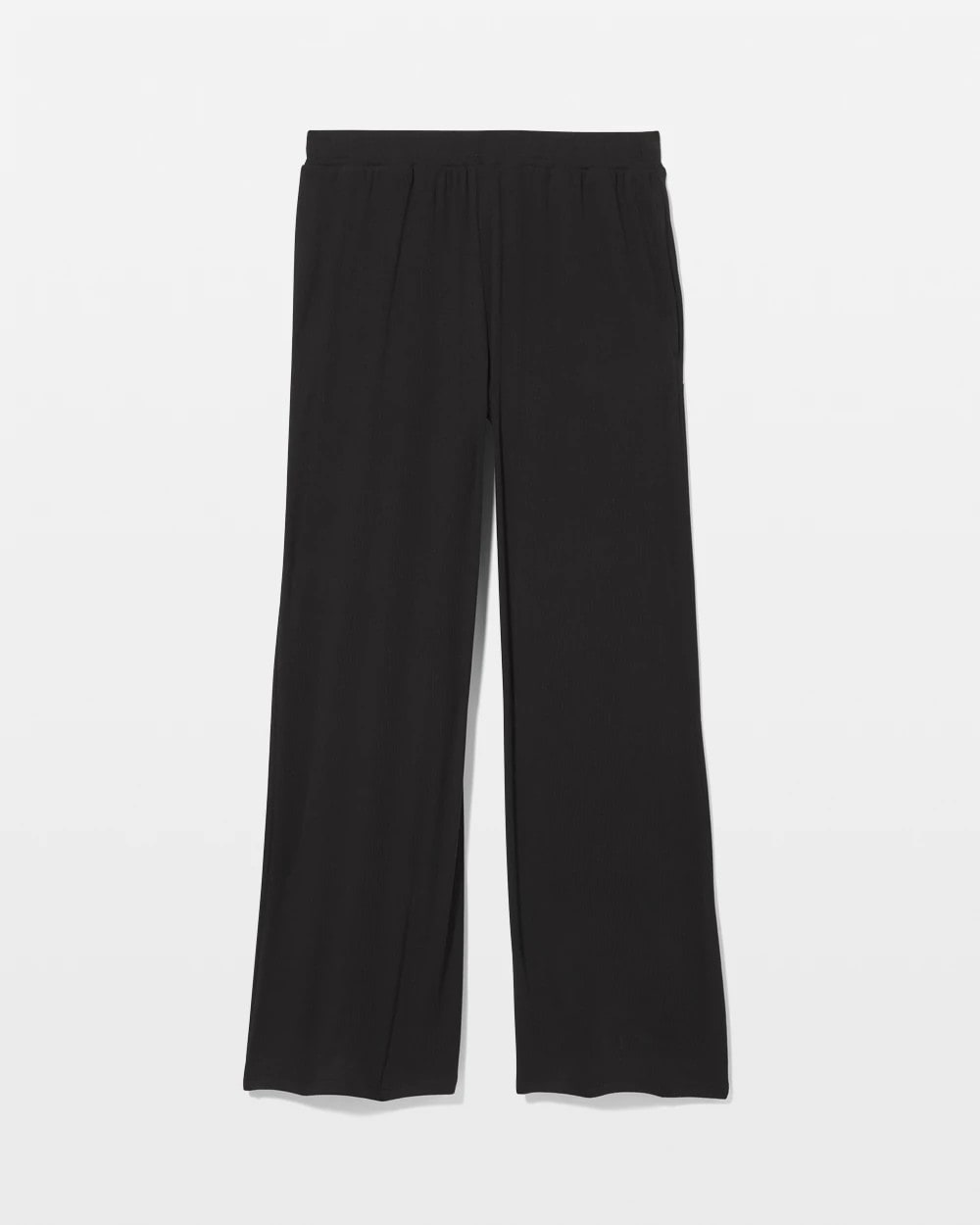 BLACK Lightweight Rib Knit Wide Leg Pajama Pants