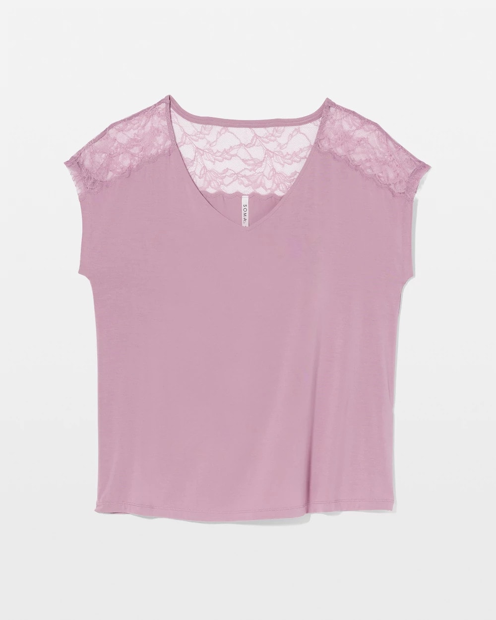 LILAC WINE Short Sleeve Lace Pajama Tee