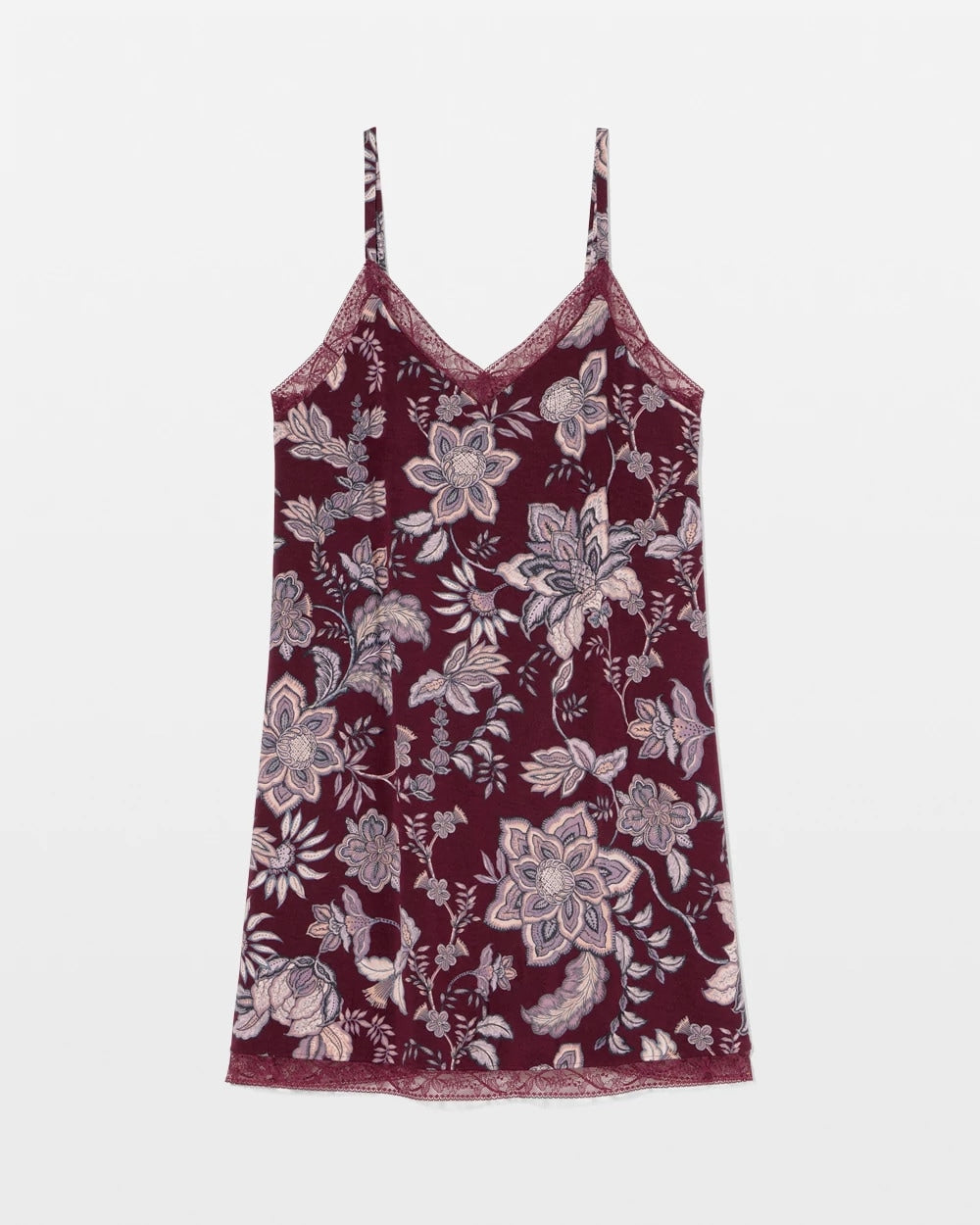 PAISLEY SPLENDOR PLUM Lace Trim Chemise