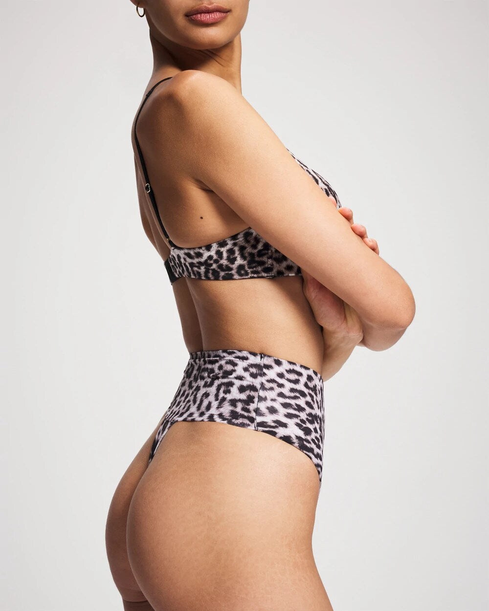 DIVINE LEOPARD MINI TAUPE Tummy High-Waist Thong Panty