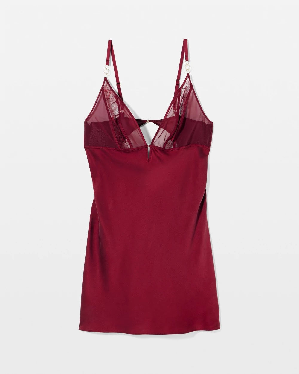 RED VELVET Silk Chemise With Lace