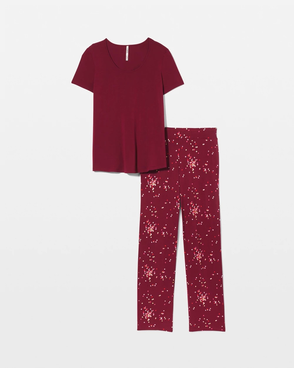 SCATTERED SQUARES VP/FOIL Packaged Short-Sleeve Pant Pajama Set