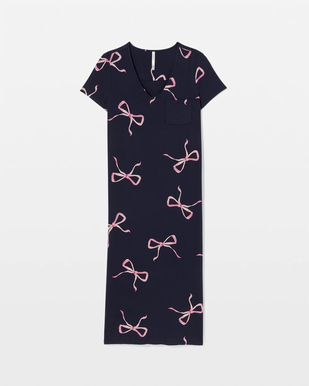 BELOVED BOWS GRAND NAVY Short Sleeve Long Sleepshirt