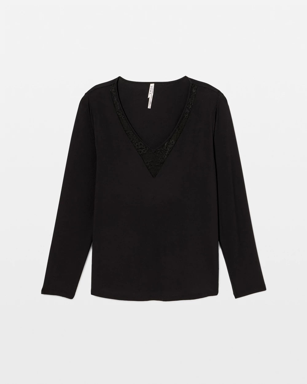 BLACK Lace Long Sleeve Pajama Top