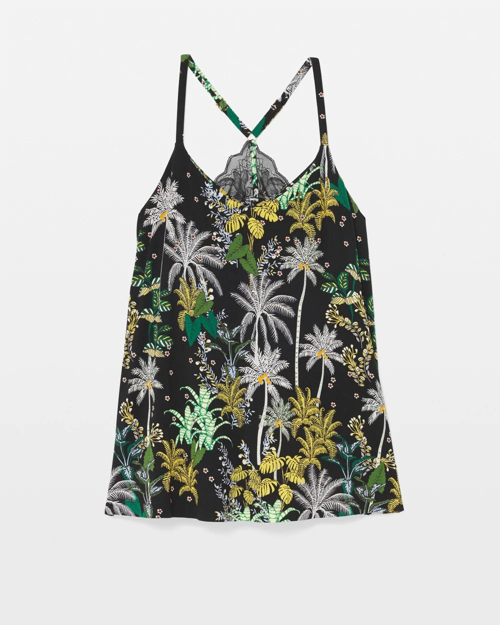 OASIS PALMS BLACK/WS Lace Pajama Cami