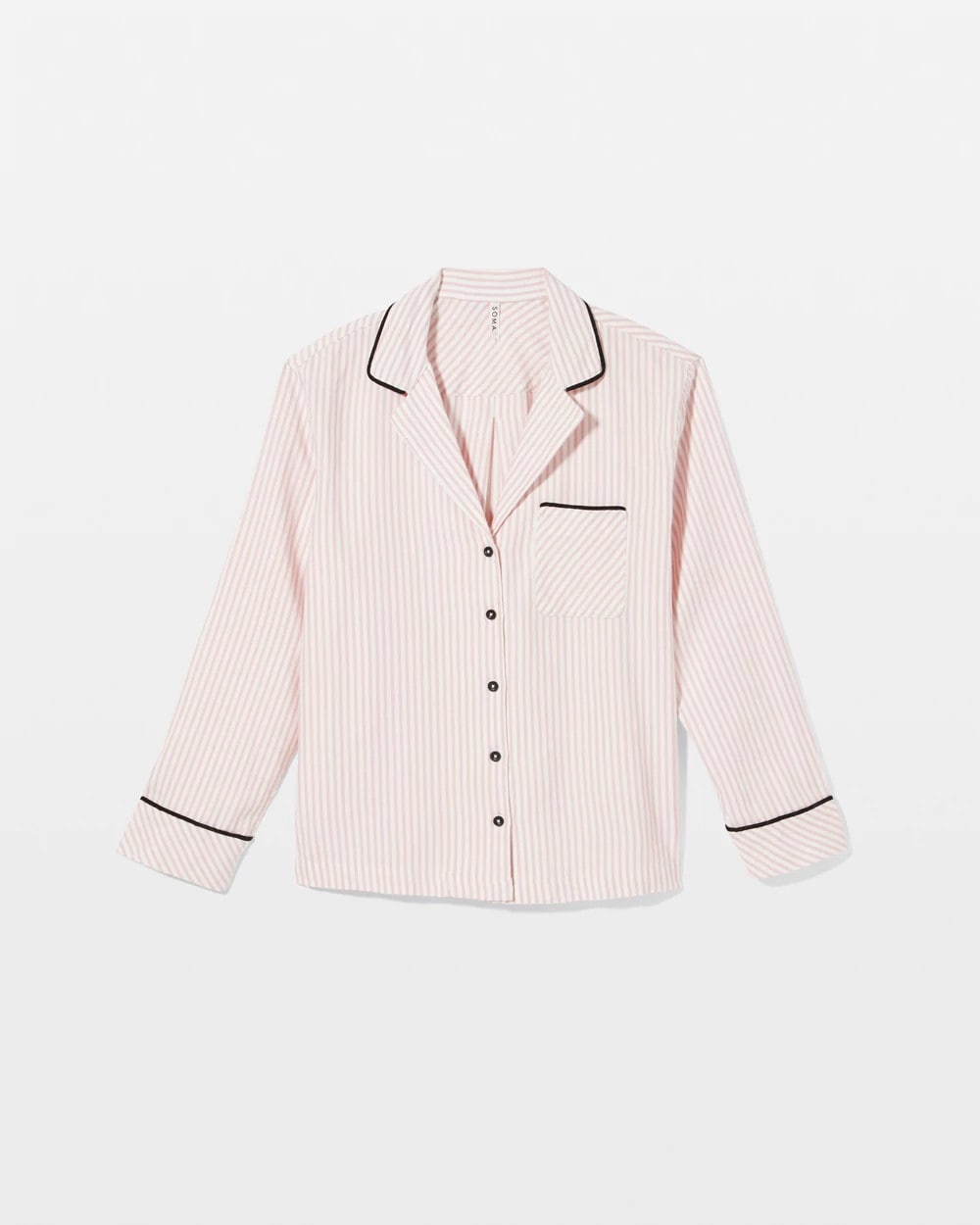 STOCKING STRIPE VERT PINK Long-Sleeve Notch Collar Pajama Top