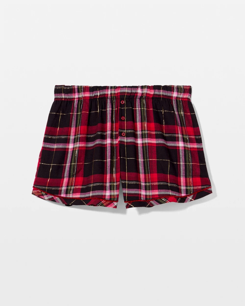MAD FOR PLAID BLACK Velvet Piped Boxer Pajama Short