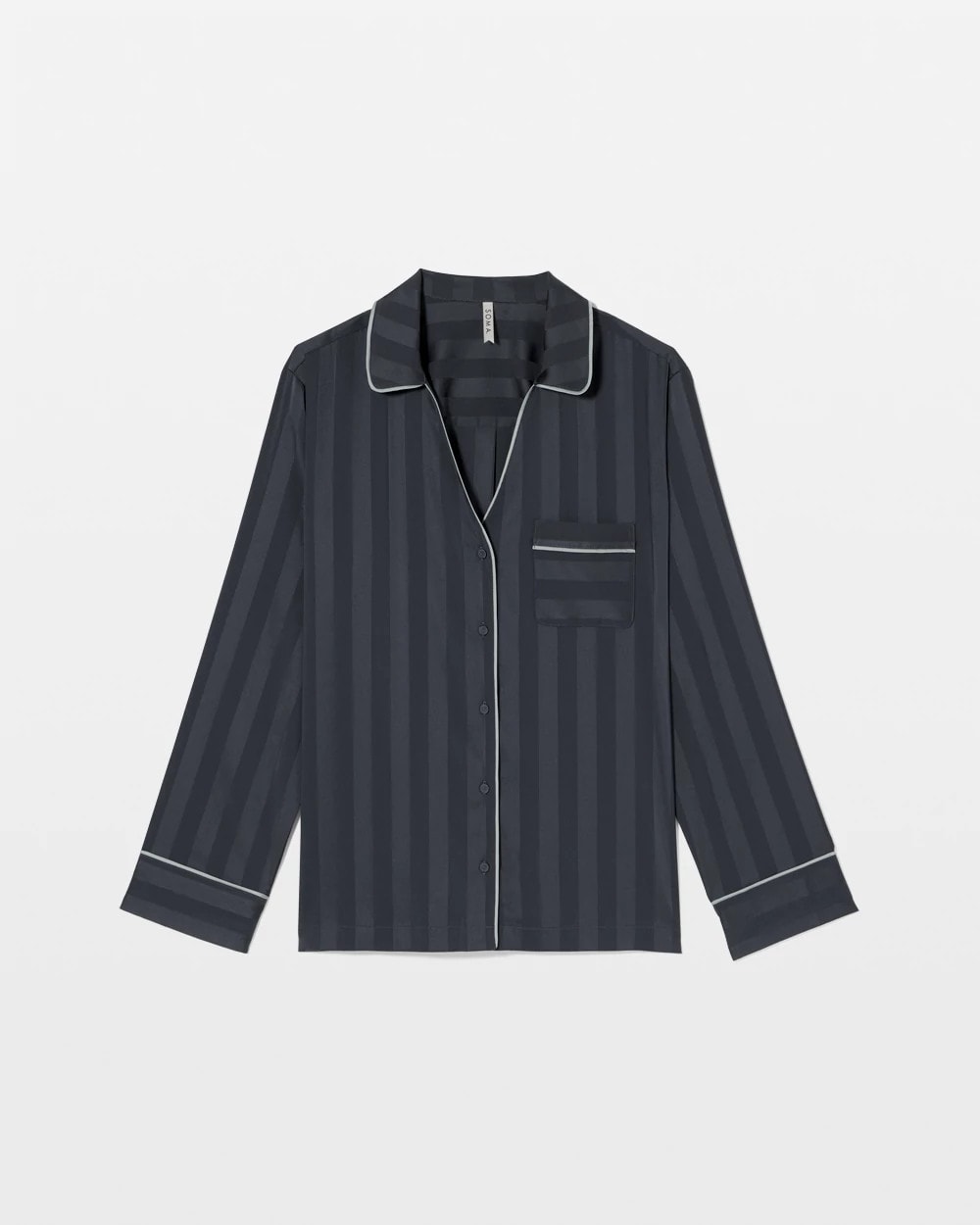 PETROL Shadow Stripe Long Sleeve Pajama Notch Collar Top