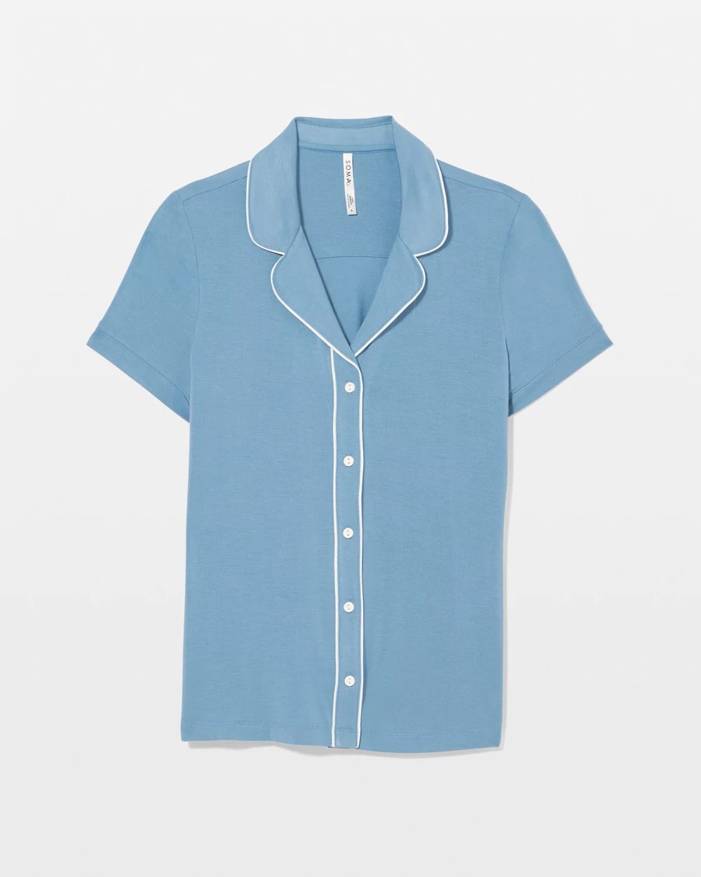 BLUE HEAVEN Solid Short Sleeve Notch Collar Pajama Top