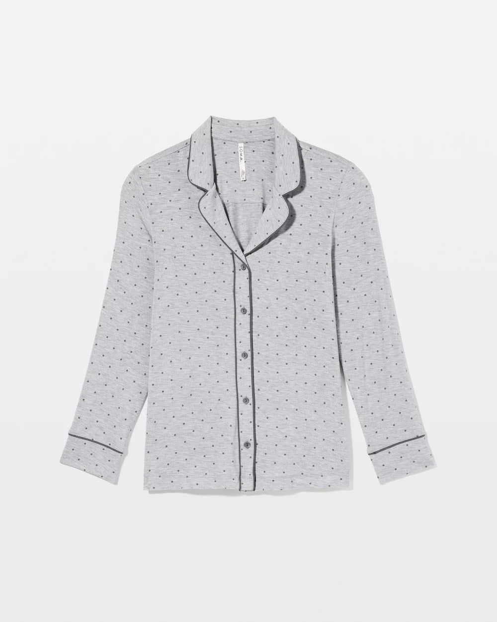 PEACEFUL DOT HEATHER Long-Sleeve Printed Notch Collar Pajama Top