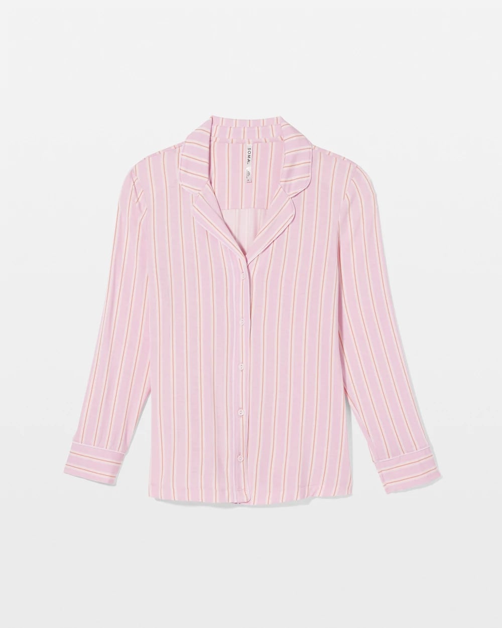 BLISS STRIPE LAVENDER Long-Sleeve Printed Notch Collar Pajama Top