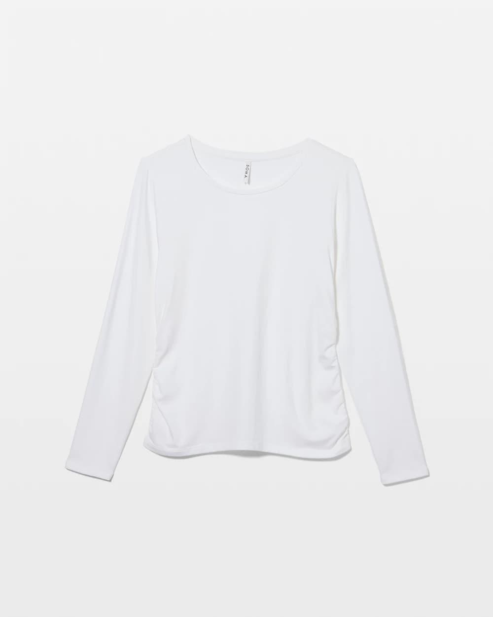 OPTIC WHITE Ruched Long Sleeve Pajama Tee