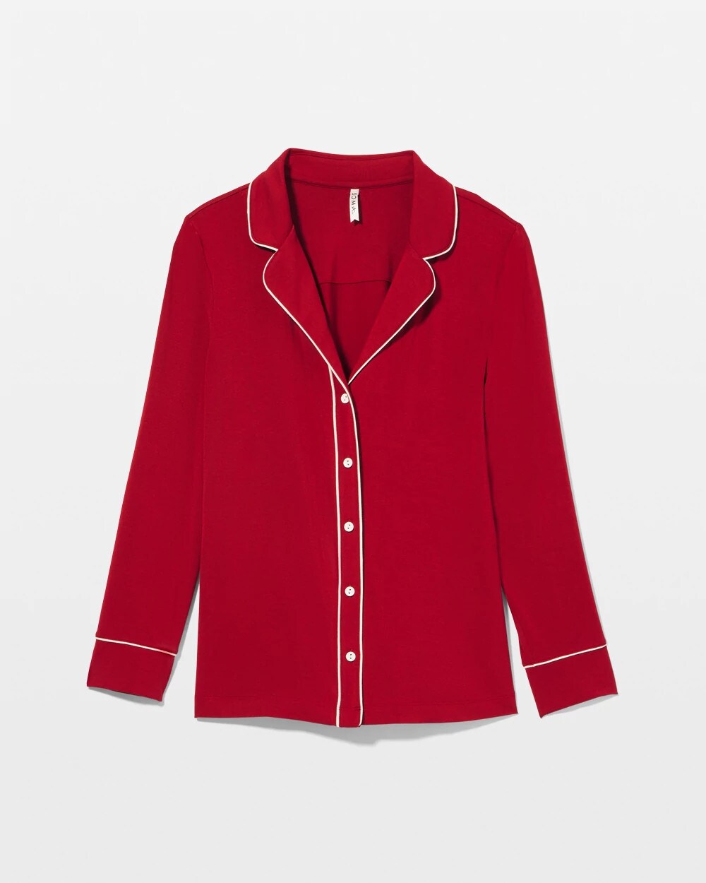 PAINT THE TOWN RED Long-Sleeve Notch Collar Pajama Top