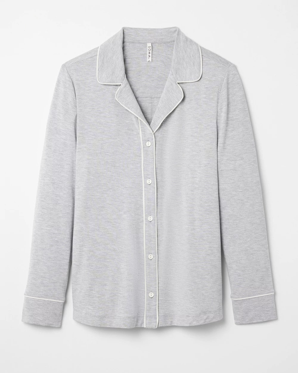 HEATHER OPAL GRAY Long-Sleeve Notch Collar Pajama Top
