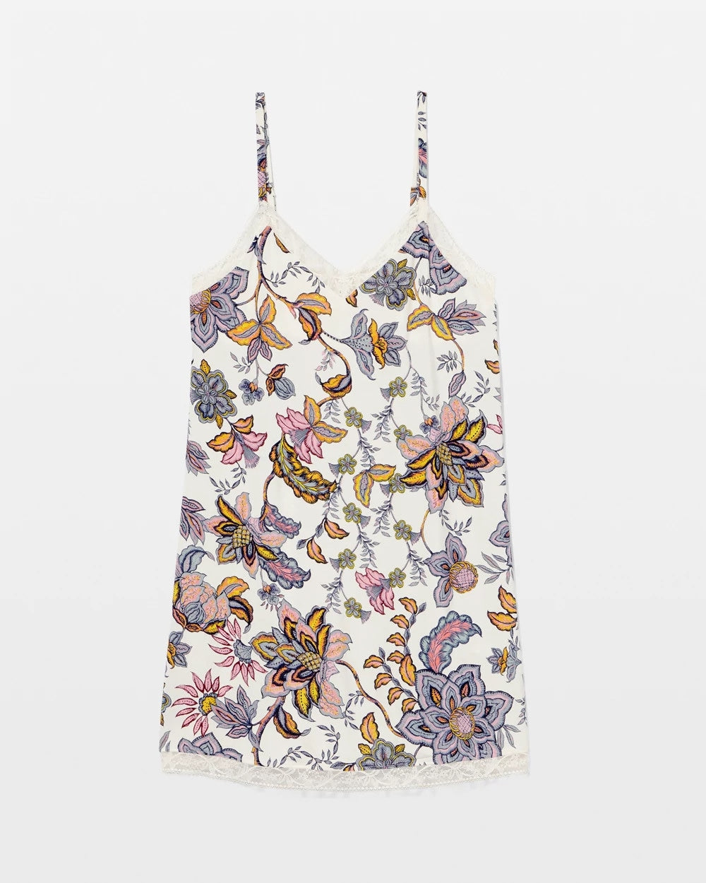 PAISLEY SPLENDOR CHAMP Lace Trim Chemise