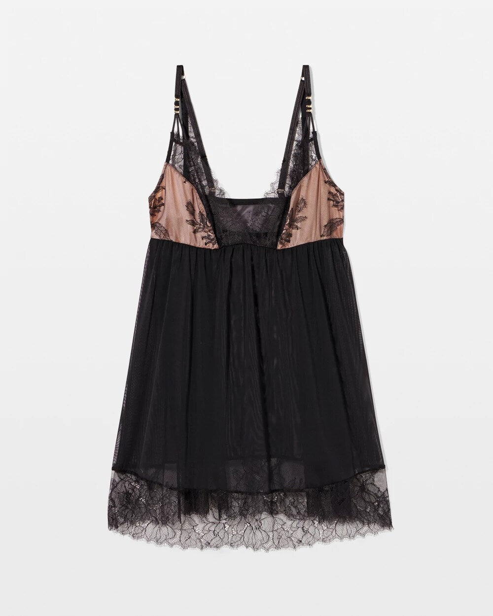 BLACK Mesh and Lace Chemise