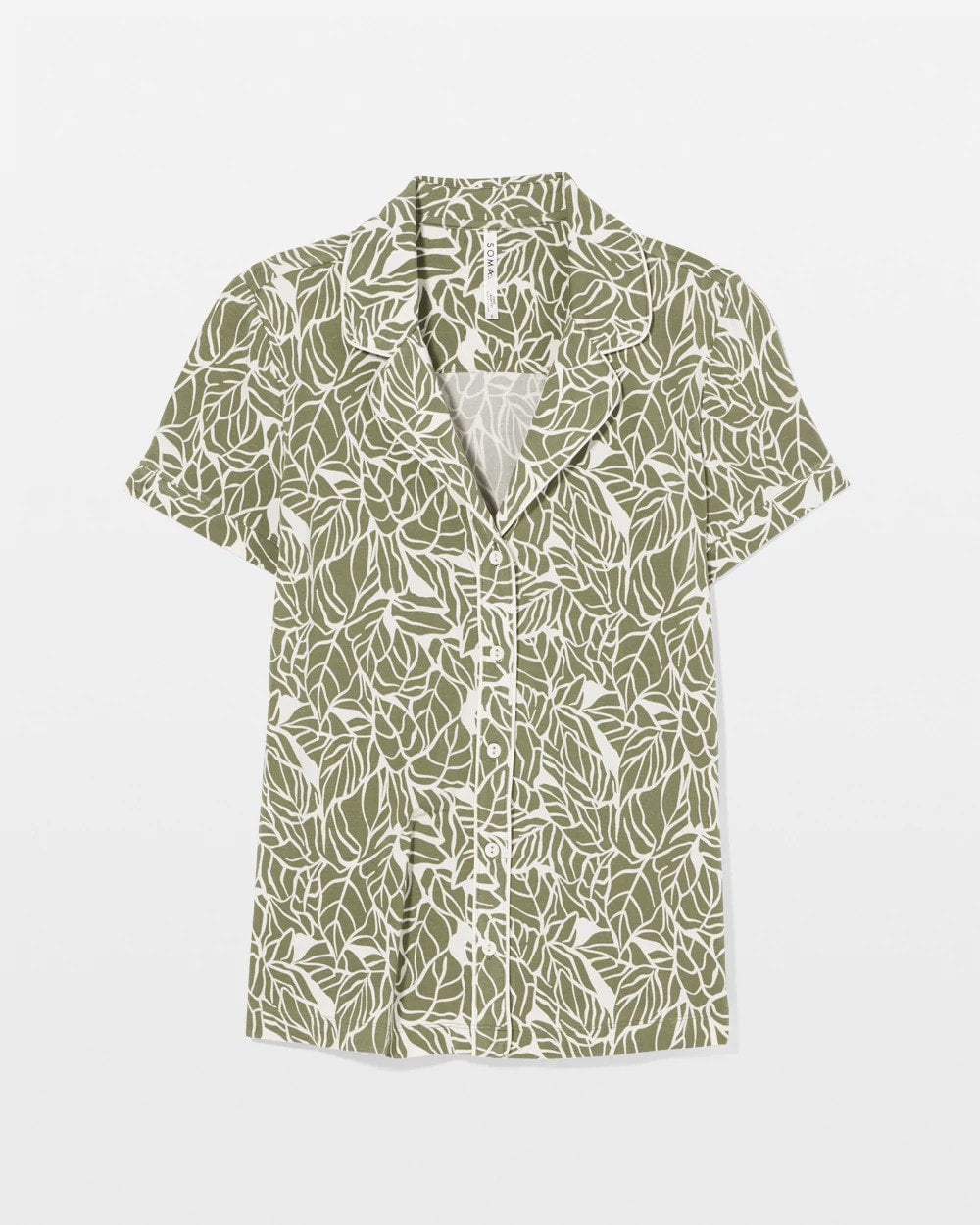 PALMTASTIC VETIVER/CHAMP Piped Short Sleeve Notch Collar Pajama Top