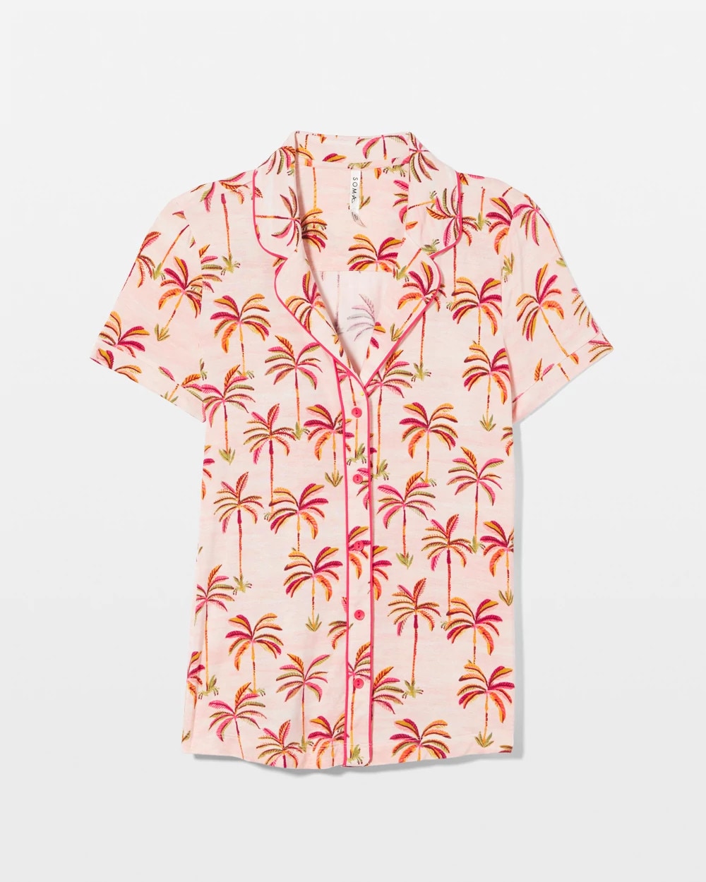 SHAKE YOUR PALM PALMS P Piped Short Sleeve Notch Collar Pajama Top