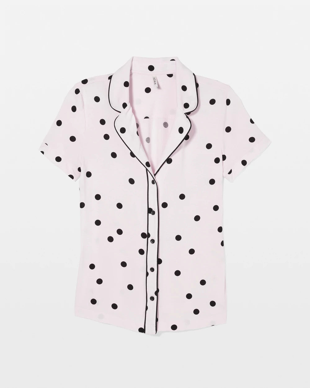 CHEERFUL DOT B SUGAR Piped Short Sleeve Notch Collar Pajama Top
