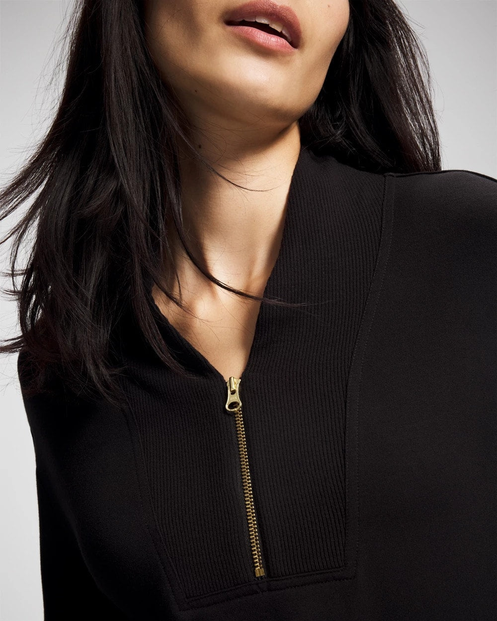 BLACK Ultrasoft Fleece Quarter Zip Sweatshirt