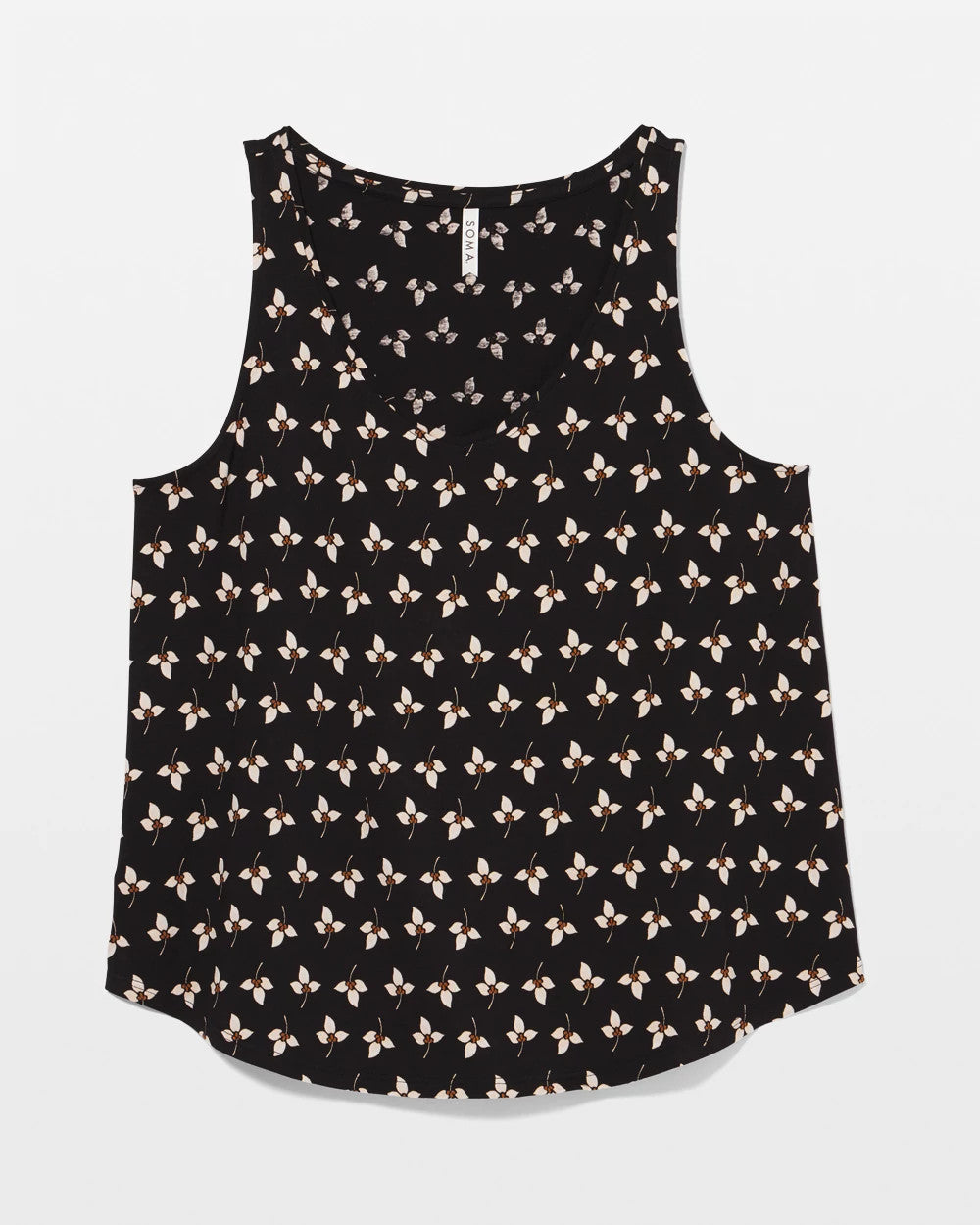 PEACEFUL PETALS BLACK Printed V-Neck Pajama Tank