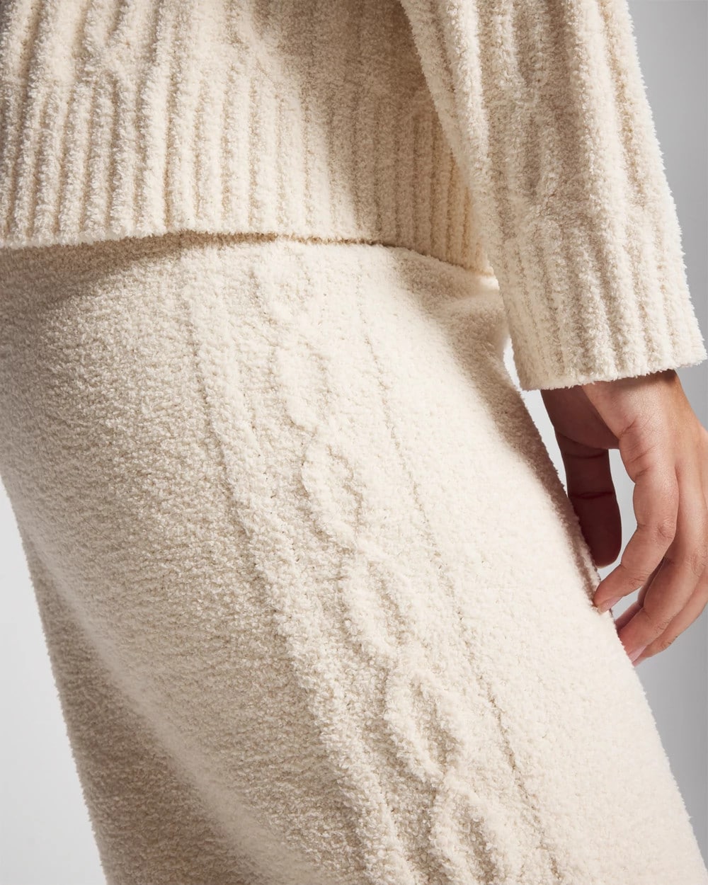 PARCHMENT Cable Knit Plush Ankle Pant